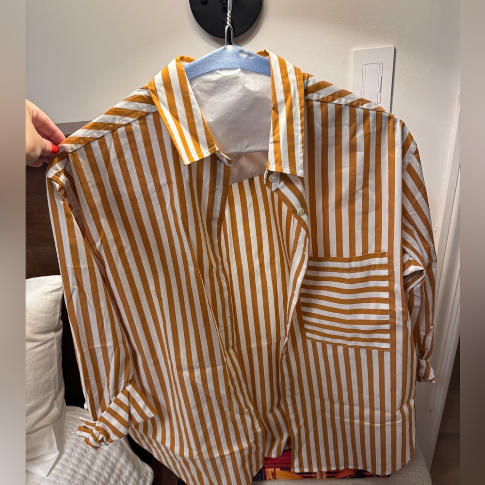 All Year Round Ayr Striped Button Down Large